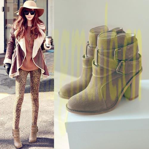 英伦复古厚底系带短靴服装搭配的技巧,透气圆头休闲小皮鞋穿搭服饰搭