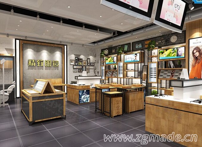 眼镜店展示柜哪种颜色能给人温度 (眼镜店展示柜效果图)